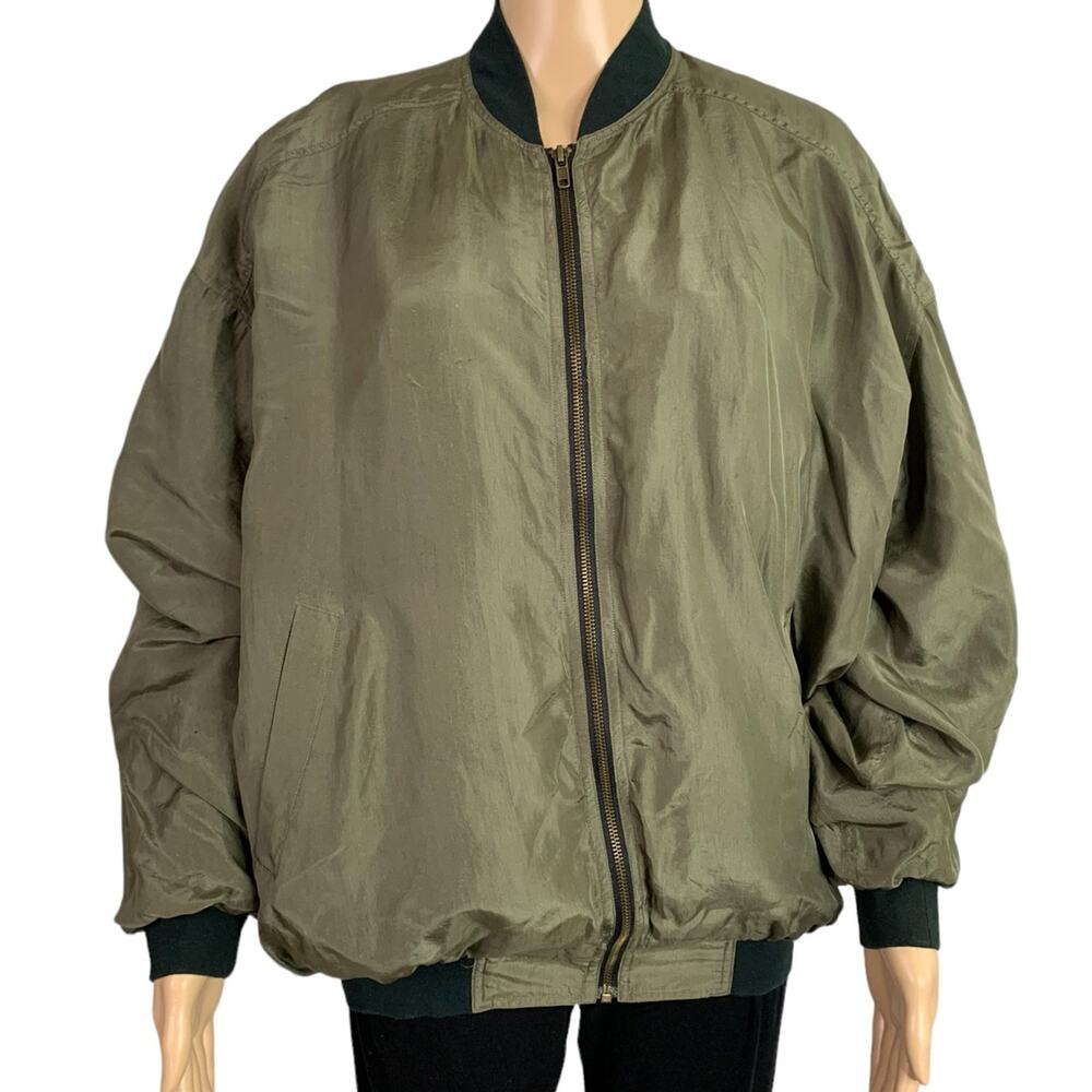 Vintage 80s Custom club international Van Husen Men's Medium Silk Bomber Jacket